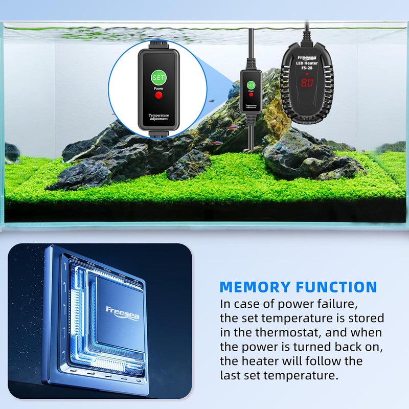 FREESEA Aquarium Fish Tank Heater: 50W Small Submersible Turtle Heater with Adjustable Temperature External Controller for Betta | Saltwater | Freshwater | 1-10 Gallon - Image 5